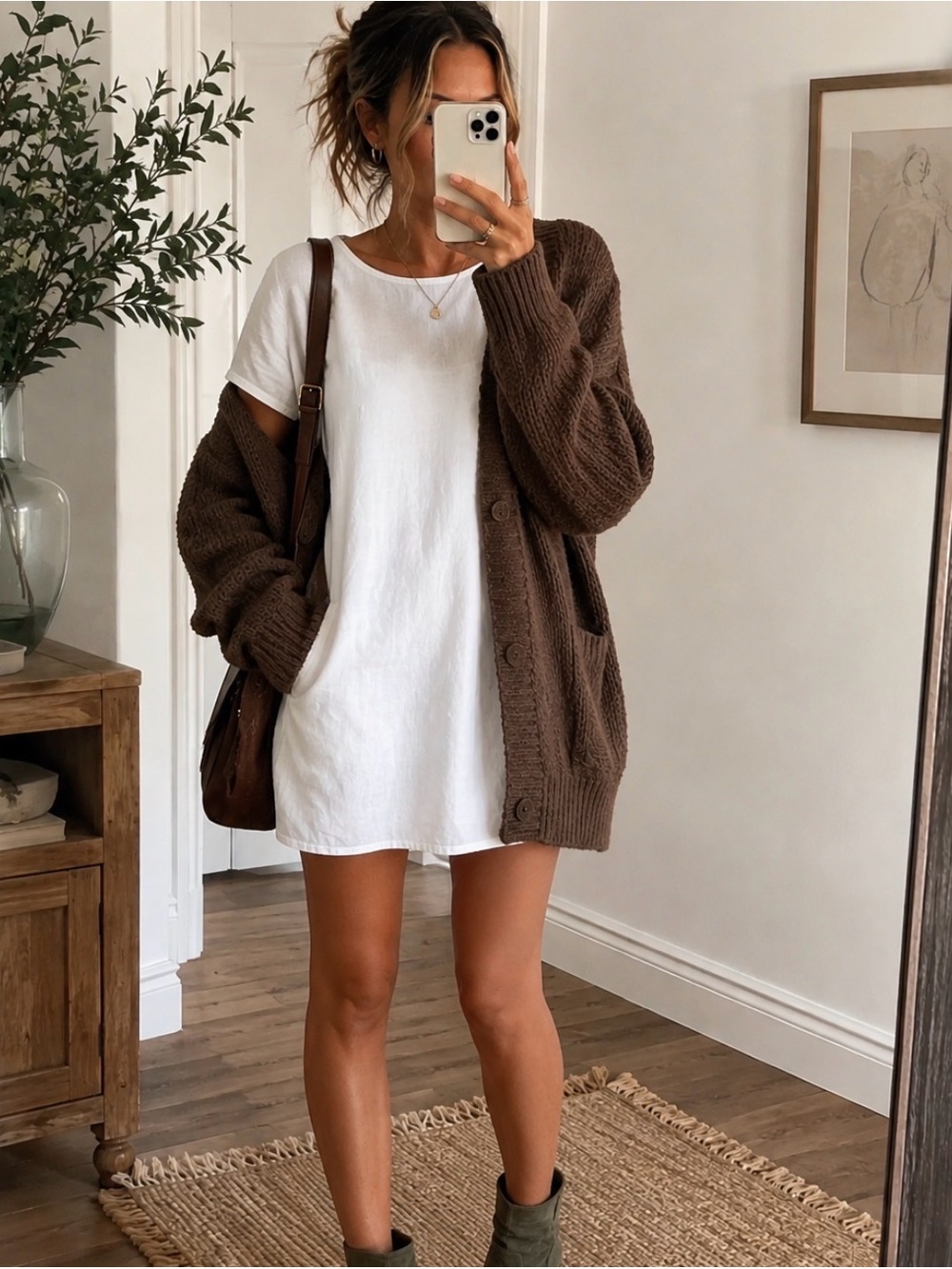 Jenni Kayne White Short Sleeve Shift Mini Dress